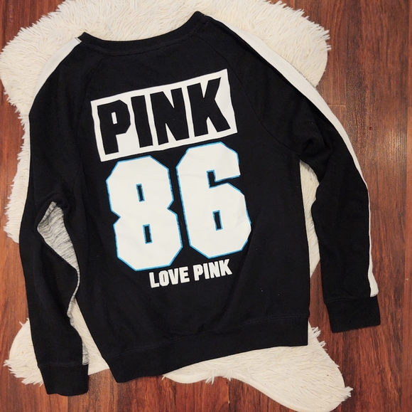 PINK VS Gray and Black Blue Metallic Sweatshirt - Picture 2 of 2